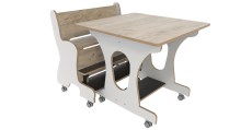 Hoogzit tafel L75 x B80 cm wit met grey craft oak en 1 bank Tangara Groothandel voor de Kinderopvang Kinderdagverblijfinrichting8